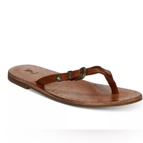 Frye Ally Western Leather Flip-Flop Sandals - Picture 1 of 8